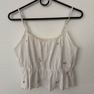 White Floral Cropped Camisole, American Eagle Outfitters